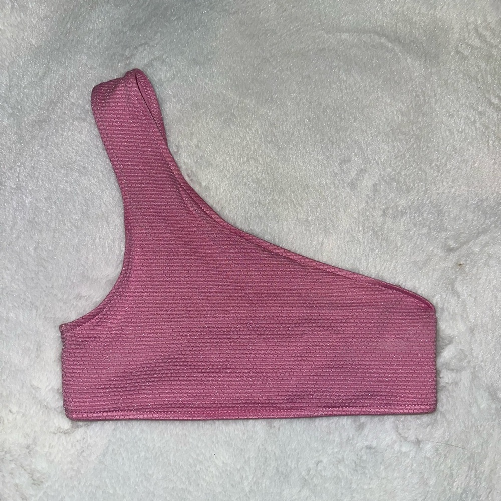 Frankie’s Asymmetrical Pink sparkle bikini top